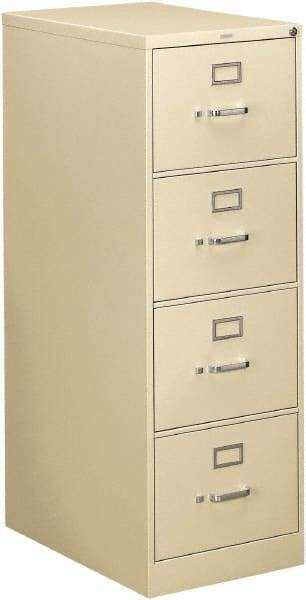 Hon - 18-1/4" Wide x 52" High x 26-1/2" Deep, 4 Drawer Vertical File - Steel, Putty - Benchmark Tooling