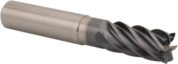 Kennametal - 16mm, 6 Flute, Single End, Solid Carbide, 3mm Corner Radius End Mill - 100mm OAL, 38° Helix, Right Hand Flute, 32mm LOC, Right Hand Cut, 48mm Extended Reach - Benchmark Tooling