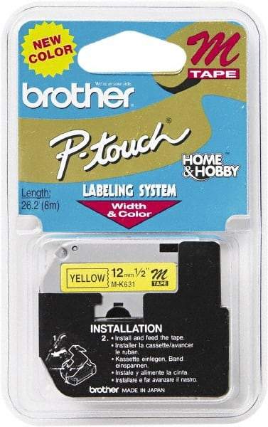 Brother - 1/2" Wide, Yellow Tape Cassette - For Label Maker - Benchmark Tooling