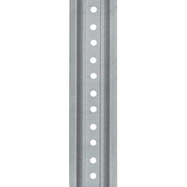 Nucor - 12' High, Galvanized Traffic Sign Post - Steel, 3/8" Hole Diam, Silver - Benchmark Tooling