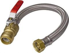 SharkBite - 1/2" Push to Connect Inlet, 3/4" FIP Outlet, Braided Stainless Steel Flexible Connector - Stainless Steel, Use with Water Air Connectors - Benchmark Tooling