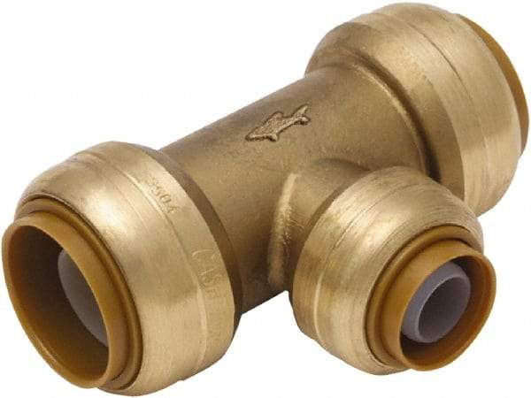 SharkBite - Brass & Chrome Pipe Fittings Type: Reducing Tee Fitting Size: 3/4 x 3/4 x 1/2 - Benchmark Tooling