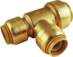 SharkBite - Brass & Chrome Pipe Fittings Type: Reducing Tee Fitting Size: 3/4 x 1/2 x 1/2 - Benchmark Tooling