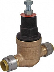 SharkBite - 1/2" Pipe, Push Fit End Connection, Bronze Body Pressure Regulating Valve - EPDM Seal, 200 psi Inlet Pressure, 10 to 70 psi Working Pressure - Benchmark Tooling