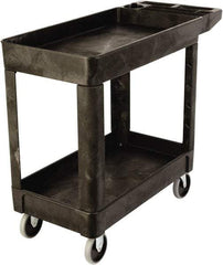 Rubbermaid - 500 Lb Capacity, 18" Wide x 39" Long x 33-1/4" High Standard Utility Cart - 2 Shelf, Plastic, TPR Casters - Benchmark Tooling