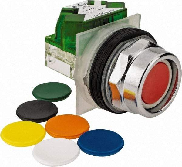 Schneider Electric - 30mm Mount Hole, Recessed, Pushbutton Switch with Contact Block - Octagon, Multicolor Pushbutton, Momentary (MO) - Benchmark Tooling