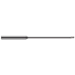 Ball End Mill: 0.125″ Dia, 0.187″ LOC, 3 Flute, Solid Carbide 4″ OAL, 1/8″ Shank Dia, 30 ° Helix, Uncoated, Single End