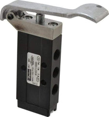 Parker - 0.20 CV Rate, 1/8" NPT Inlet Direct Air 2 Mechanical Spool Valve - 150 Max psi, H, Lever Spring Return - Benchmark Tooling