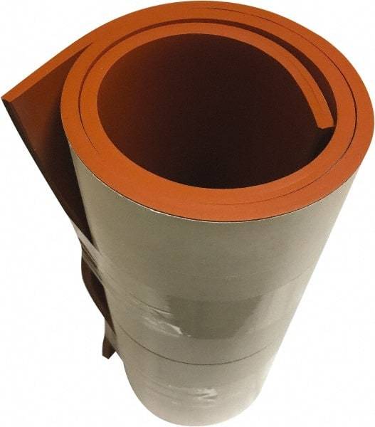 Value Collection - 1/16" Thick x 36" Wide x 10' Long Red Silicone Rubber Roll - Stock Length, Adhesive Back, 500 psi Tensile Strength, -60°F to 400°F - Benchmark Tooling