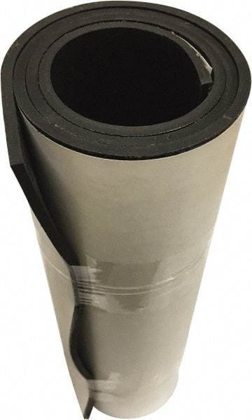 Value Collection - 1/4" Thick x 36" Wide x 10' Long Black Buna-N Rubber Roll - Stock Length, Adhesive Back, 60 Shore A Durometer, 1,500 psi Tensile Strength, -40°F to 225°F - Benchmark Tooling