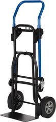 Harper Trucks - 500 Lb Capacity 44" OAH Quick Change Convertible Hand Truck - 14 x 7-1/2" Base Plate, Continuous Handle, Steel, Solid Rubber Swivel Wheels - Benchmark Tooling
