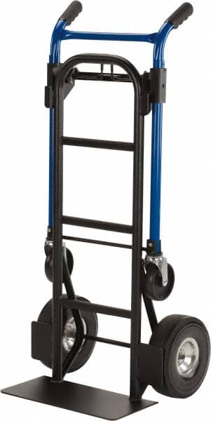 Harper Trucks - 900 Lb Capacity 48" OAH Quick Change Convertible Hand Truck - 18 x 9" Base Plate, Dual Handle, Steel, Swivel Polyurethane Wheels - Benchmark Tooling