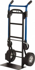 Harper Trucks - 900 Lb Capacity 48" OAH Quick Change Convertible Hand Truck - 18 x 9" Base Plate, Dual Handle, Steel, Swivel Polyurethane Wheels - Benchmark Tooling