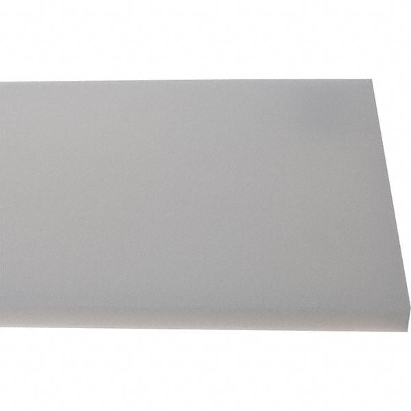 Made in USA - 1/2" Thick x 7-1/2" Wide x 4' Long, Polyethylene (HDPE) Sheet - White, Shore D-65 Hardness, Cutting Board Grade, ±10% Tolerance - Benchmark Tooling