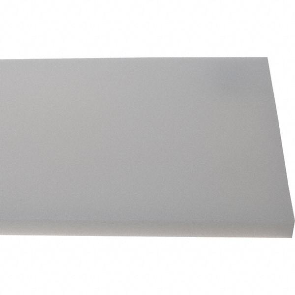 Made in USA - 1/2" Thick x 7-1/2" Wide x 8' Long, Polyethylene (HDPE) Sheet - White, Shore D-65 Hardness, Cutting Board Grade, ±10% Tolerance - Benchmark Tooling