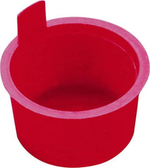 Caplugs - 0.302" ID, Pull-Tab, Round Head, Tapered Plug - 0.44" OD, 3/8" Long, Low-Density Polyethylene, Red - Benchmark Tooling