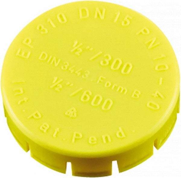 Caplugs - Push-On Flange Cap - 7/8" Long, Low-Density Polyethylene, Yellow - Benchmark Tooling