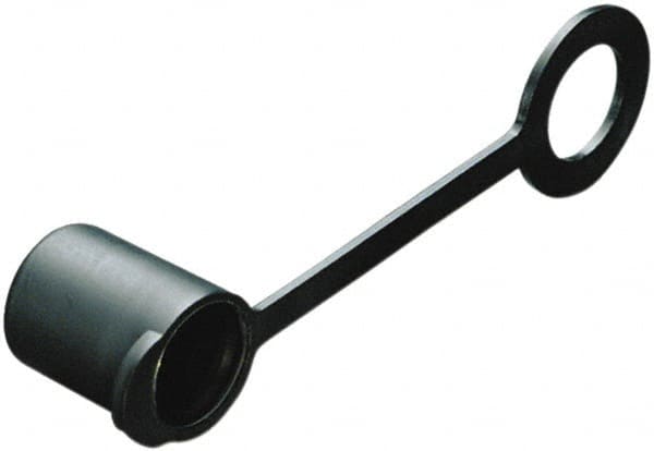 Caplugs - 0.36" ID, Round Head, Tethered Cap - Low-Density Polyethylene, Black - Benchmark Tooling