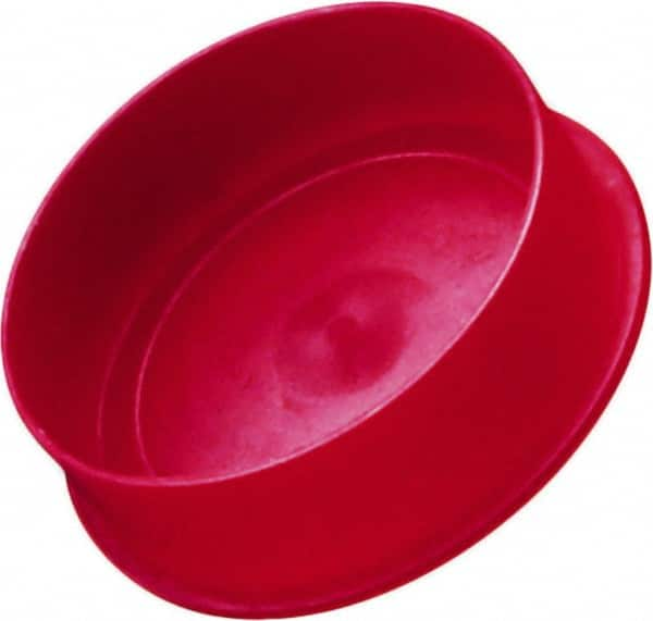 Caplugs - 0.369" ID, Round Head Cap - 0.62" OD, 1/2" Long, Low-Density Polyethylene, Red - Benchmark Tooling