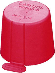 Caplugs - 1.106" ID, Round Head, Tapered, Tear-Tab Cap - 1-9/64" Long, Low-Density Polyethylene, Red - Benchmark Tooling