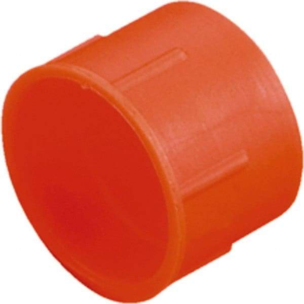 Caplugs - 0.85" ID, Serrated Round Head Tube Cap - 0.96" OD, 19/32" Long, Low-Density Polyethylene, Orange - Benchmark Tooling