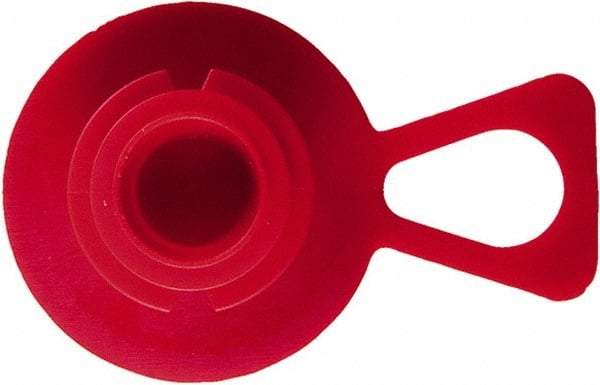 Caplugs - 1/2" ID, Pull-Tab Plug - 3/4" OD, 1-11/32" Long, Low-Density Polyethylene, Red - Benchmark Tooling