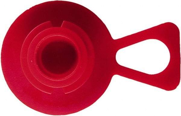 Caplugs - 1.34" ID, Pull-Tab Plug - 1.77" OD, 2-7/16" Long, Low-Density Polyethylene, Red - Benchmark Tooling