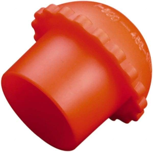 Caplugs - 0.82" ID, Serrated Round Head Cylinder Valve Cap - 1" Long, Low-Density Polyethylene, Orange - Benchmark Tooling