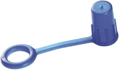 Caplugs - 1/4" ID, Round Head, Tethered Cap - 3/4" Long, Low-Density Polyethylene, Blue - Benchmark Tooling