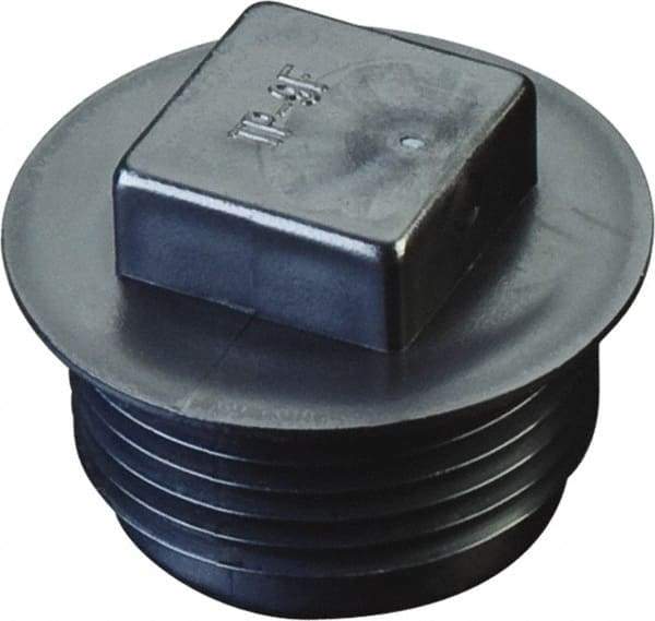 Caplugs - Square Head, Threaded Plug with Flange - 0.69" OD, 19/32" Long, High-Density Polyethylene, Black - Benchmark Tooling