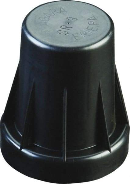 Caplugs - 0.935" ID, Serrated Round Head Sucker Rod Cap - 1-11/16" Long, Low-Density Polyethylene, Black - Benchmark Tooling