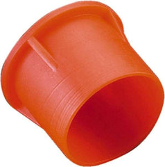 Caplugs - 0.845" ID, Round Head Tube Cap/Plug - 1.14" OD, 53/64" Long, Low-Density Polyethylene, Orange - Benchmark Tooling