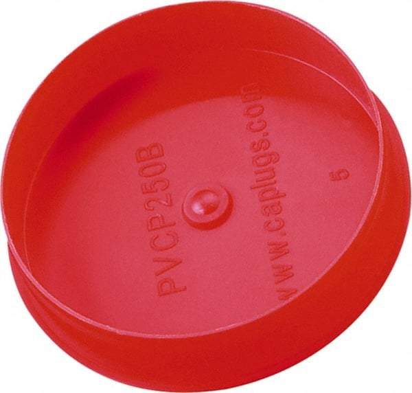 Caplugs - 2.71" ID, Round Head Pipe Plug - 2.84" OD, 21/32" Long, Low-Density Polypropylene, Red - Benchmark Tooling