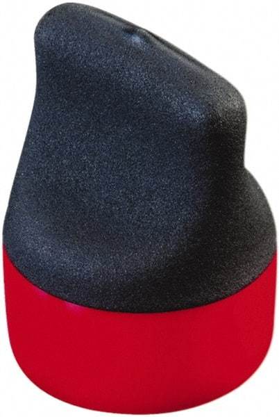 Caplugs - 0.365" ID, Round Head, Textured Pull-Tab Cap - 1-5/8" Long, Vinyl, Red/Black - Benchmark Tooling