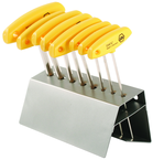 8 Piece - 1/8 - 3/8" - T-Handle Hex Ergonomic Comfort Grip Inch Set in Metal Stand - Benchmark Tooling