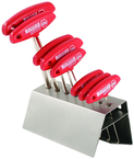 8 Piece - 2.0 - 10mm - T-Handle Hex Ergonomic Comfort Grip Metric Set in Metal Stand - Benchmark Tooling