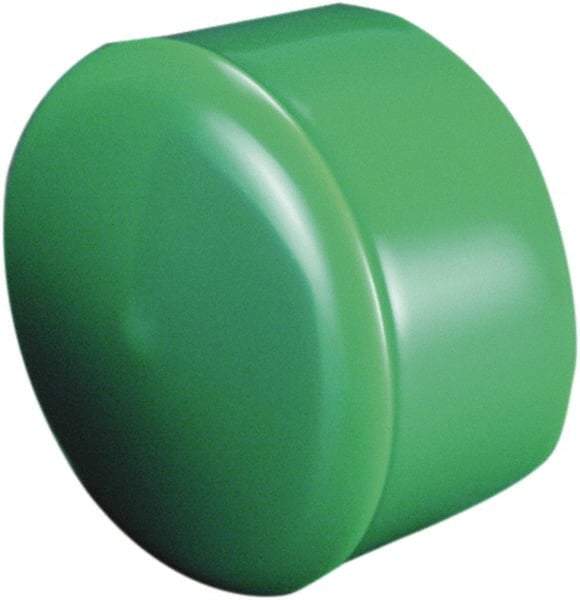 Caplugs - 0.467" ID, Round Head Cap with Flange - 0.587" OD, 1" Long, Vinyl, Orange - Benchmark Tooling
