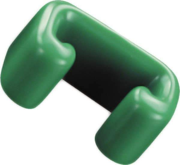 Caplugs - 1-5/8" x 3/4", Flexible Push-On U-Frame End Cap - 1-3/8" Long, Vinyl, Green - Benchmark Tooling