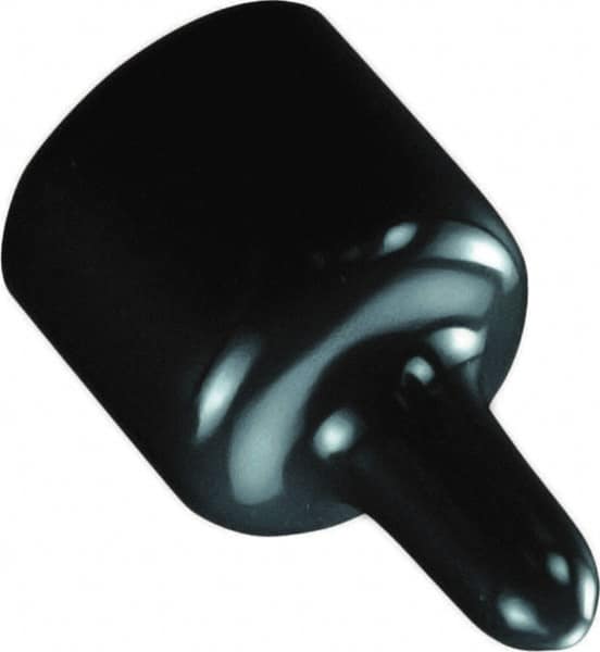 Caplugs - 0.19" ID, Pull-Tab, Round Head Masking Cap - 1-35/64" Long, Vinyl, Black - Benchmark Tooling