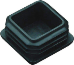 Caplugs - Square Finishing Plug for 10 to 14 Gauge Panels, for 1-1/2" Tube Diam - 0.52" Deep, Vinyl, Black - Benchmark Tooling