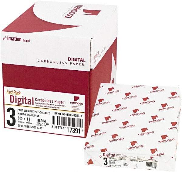 Nekoosa - 8-1/2" x 11" White, Canary & Pink Digital Carbonless Paper - Use with Laser Copiers, Laser Printers - Benchmark Tooling