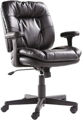 OIF - 40" High Executive Swivel/Tilt Chair - 26" Wide x 25-3/8" Deep, Soft Leather Seat, Black - Benchmark Tooling