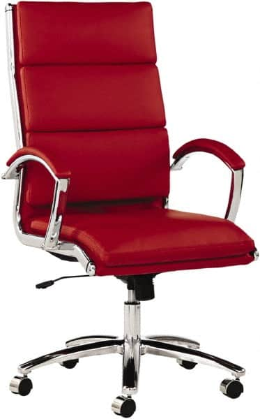 ALERA - 45-1/4" High High Back Chair - 24" Wide x 27-1/4" Deep, Leather Seat, Red - Benchmark Tooling