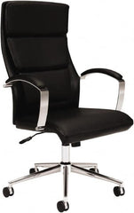 Basyx - 45-3/4" High Executive High Back Leather Chair - 25" Wide x 27-1/2" Deep, Leather Seat, Black - Benchmark Tooling