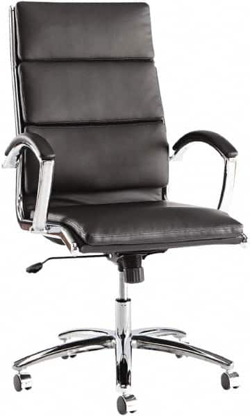 ALERA - 45-1/4" High High Back Chair - 24" Wide x 27-1/4" Deep, Leather Seat, Black - Benchmark Tooling