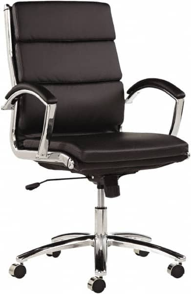 ALERA - 42-1/8" High Mid Back Chair - 24" Wide x 27-1/4" Deep, Leather Seat, Black - Benchmark Tooling