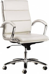 ALERA - 42-1/8" High Mid Back Chair - 24" Wide x 27-1/4" Deep, Faux Leather Seat, White - Benchmark Tooling