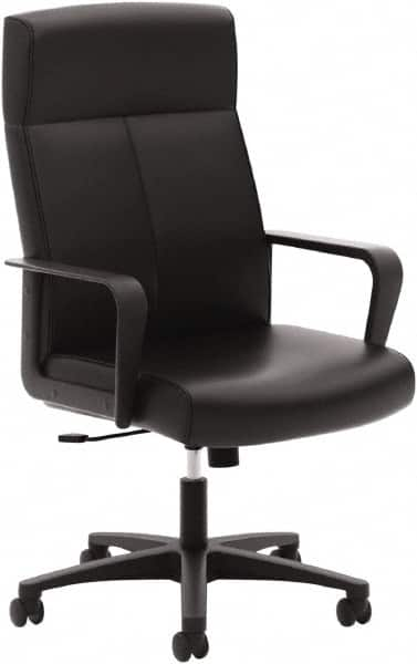 Basyx - 47" High Executive High Back Leather Chair - 25" Wide x 26-1/2" Deep, Soft Leather Seat, Black - Benchmark Tooling