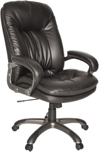 OIF - 45-1/4" High Executive Swivel/Tilt Chair - 25" Wide x 29-7/8" Deep, Soft Leather Seat, Black - Benchmark Tooling