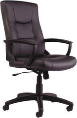 ALERA - 43-3/4" High Executive High Back Swivel Tilt Chair - 25" Wide x 27" Deep, Leather Seat, Black - Benchmark Tooling